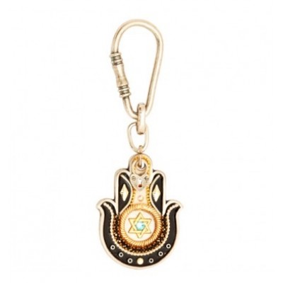 Black & Gold Hamsa Hand Key Chain